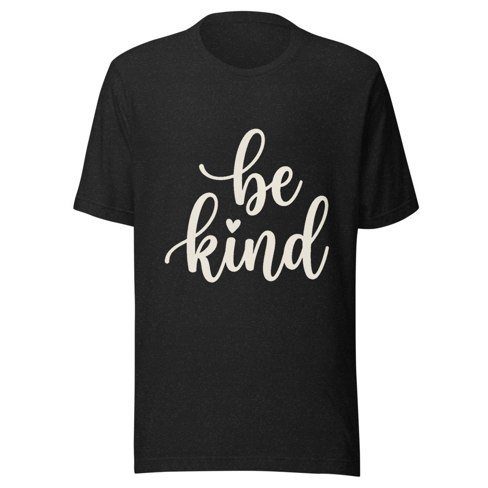 Be Kind Script Graphic T-Shirt, front, black with cream print