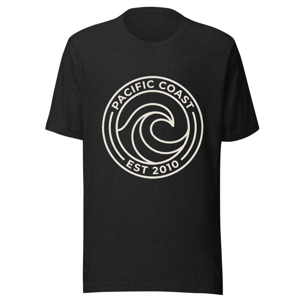Pacific Coast Wave Badge Graphic T-Shirt, Women's, front, black with cream print