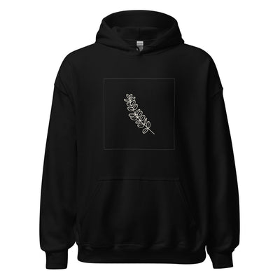 Eucalyptus Sprig Pullover Hoodie, Women's, front, black with cream print