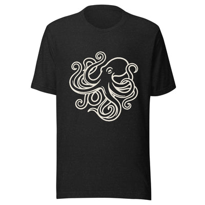 Octopus Art California Graphic T-Shirt, Women's, front, black with cream print