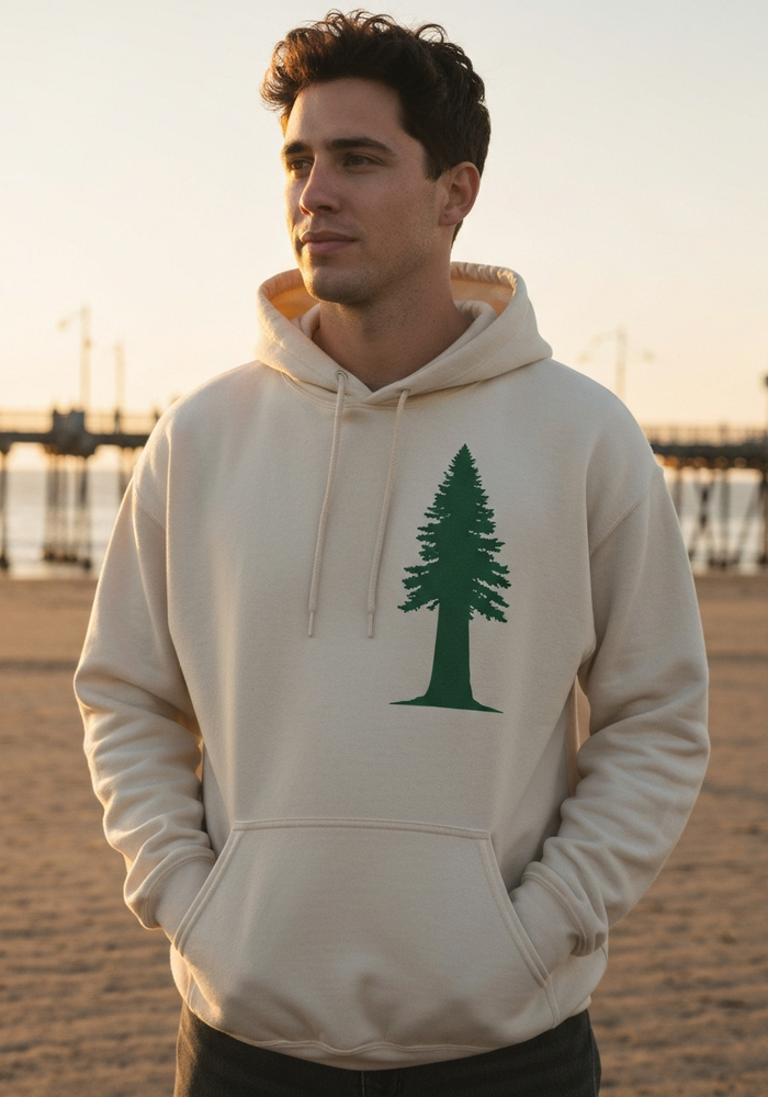 Redwood Silhouette Hoodie — Men's front view. Cali Life Co. California apparel, designed in San Diego