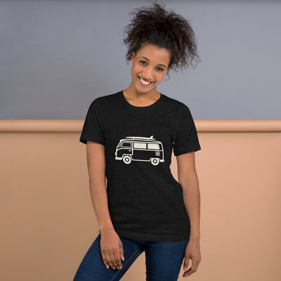 VW Bus Line Art Graphic T-Shirt, Women's, on a model