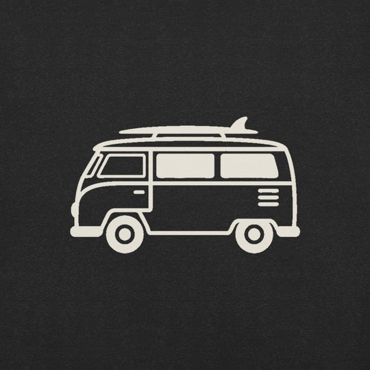 VW Bus Line Art Graphic T-Shirt, print close-up